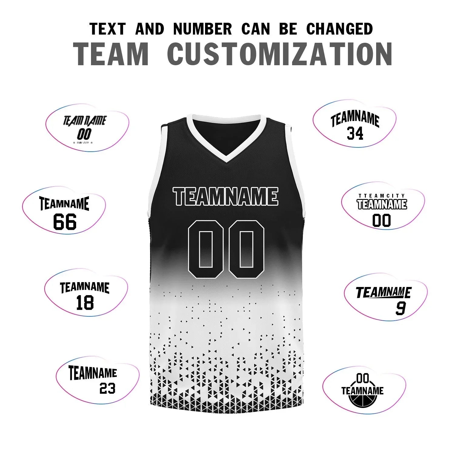 Custom Black White Fade Fashion Sports Uniform Basketball Jersey BBJ01-D020102-2 - Coolcustomize