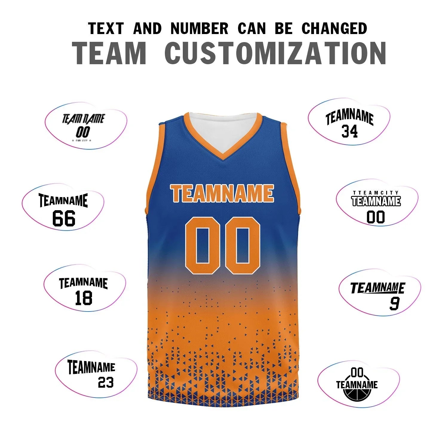 Custom Blue Orange Fade Fashion Sports Uniform Basketball Jersey BBJ01-D020102-3 - Coolcustomize
