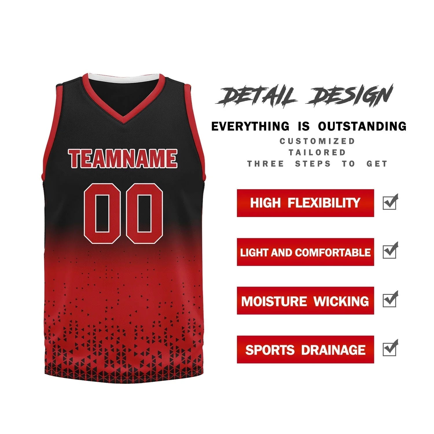 Custom Black Red Fade Fashion Sports Uniform Basketball Jersey BBJ01-D020102-4 - Coolcustomize