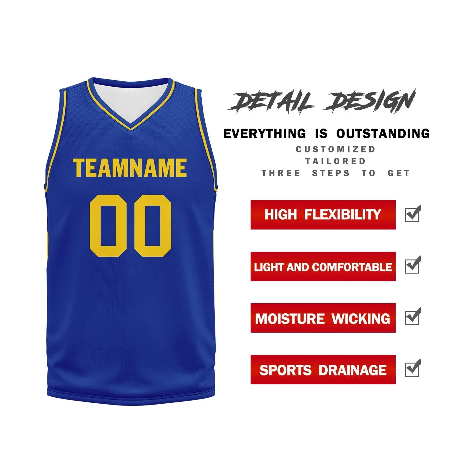 Custom Blue Classic Style Sports Uniform Basketball Jersey BBJ01-D020105-12 - Coolcustomize