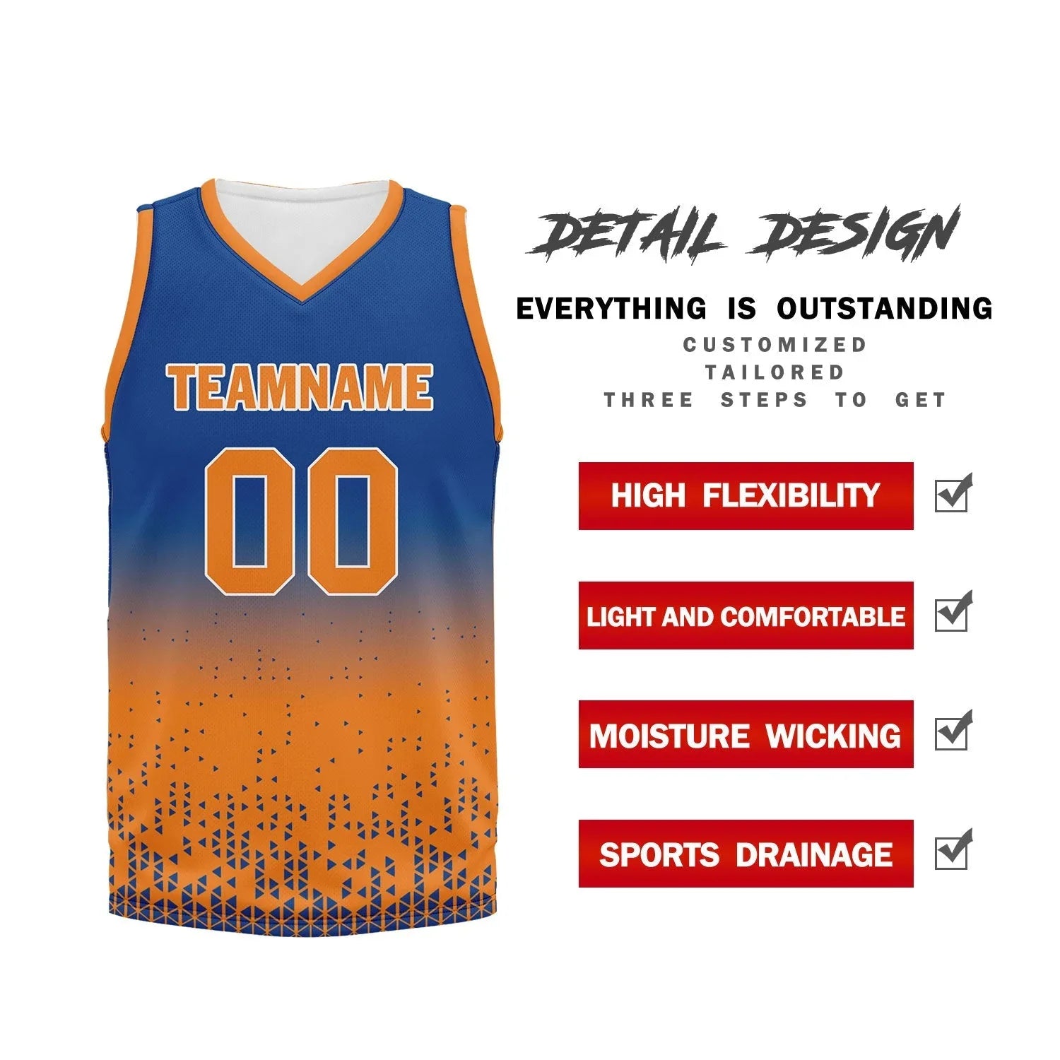 Custom Blue Orange Fade Fashion Sports Uniform Basketball Jersey BBJ01-D020102-3 - Coolcustomize