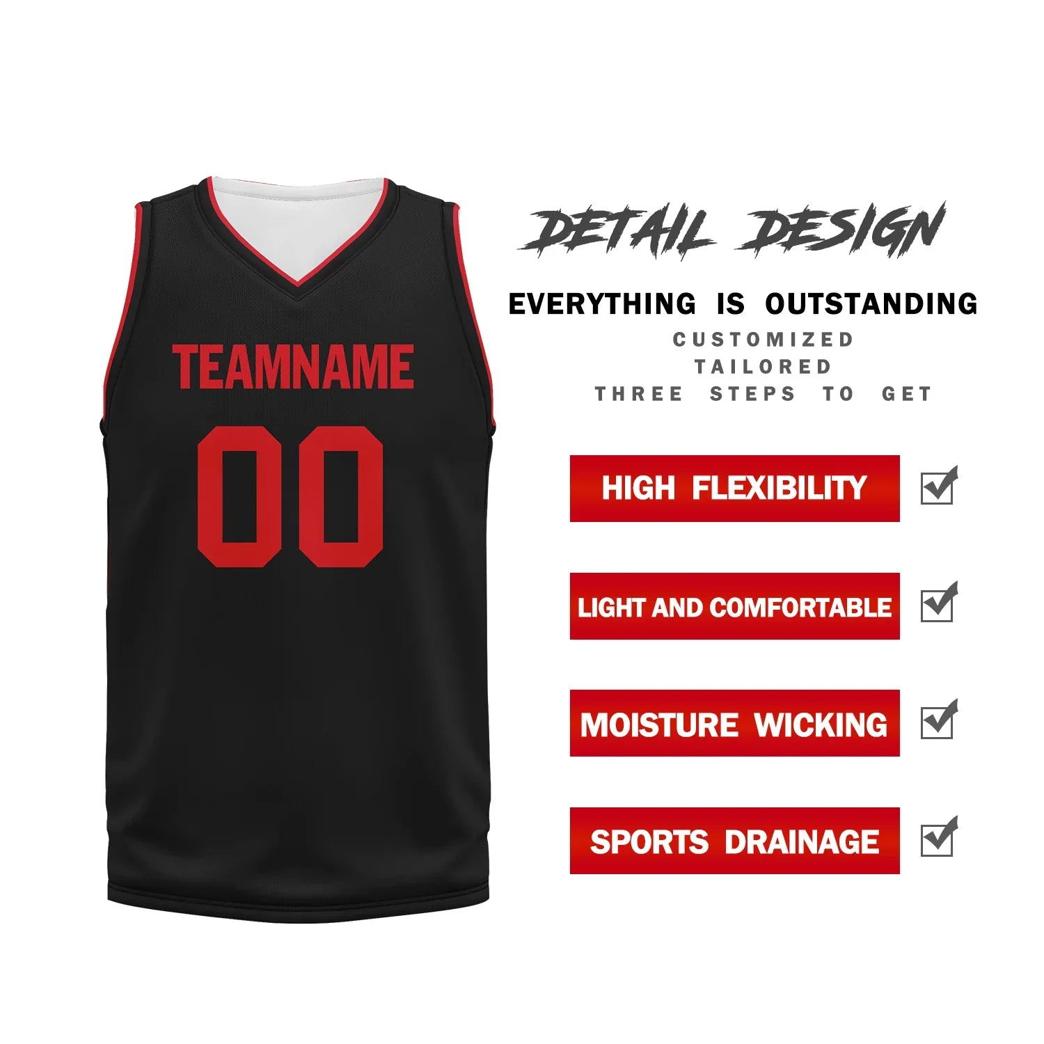 Custom Black Red Classic Style Sports Uniform Basketball Jersey BBJ01-bd0a70a8 - Coolcustomize