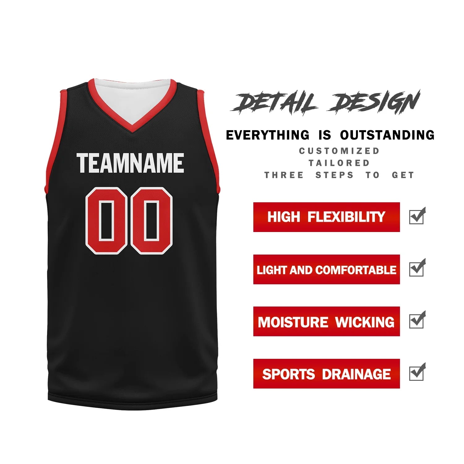 Custom Black Red Classic Style Sports Uniform Basketball Jersey BBJ01-bd0a700f - Coolcustomize