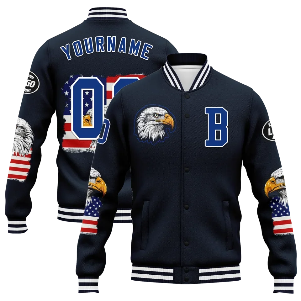 Personalized Patriotic Jackets, Custom USA Pride Eagle Jacket, Freedom Wings Jacket - Coolcustomize
