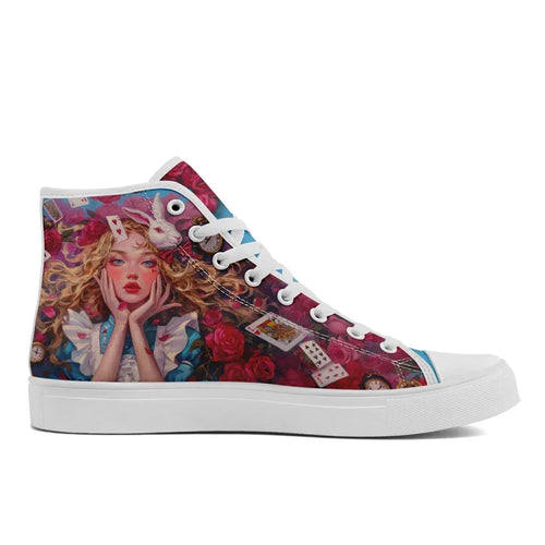 Alice In Wonderland Shoes Custom Men Sneakers Canvas Shoes High Top - Coolcustomize