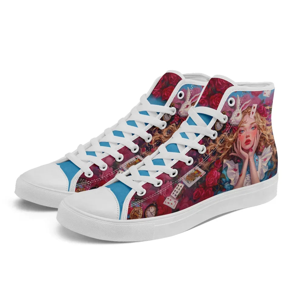 Alice In Wonderland Shoes Custom Men Sneakers Canvas Shoes High Top - Coolcustomize