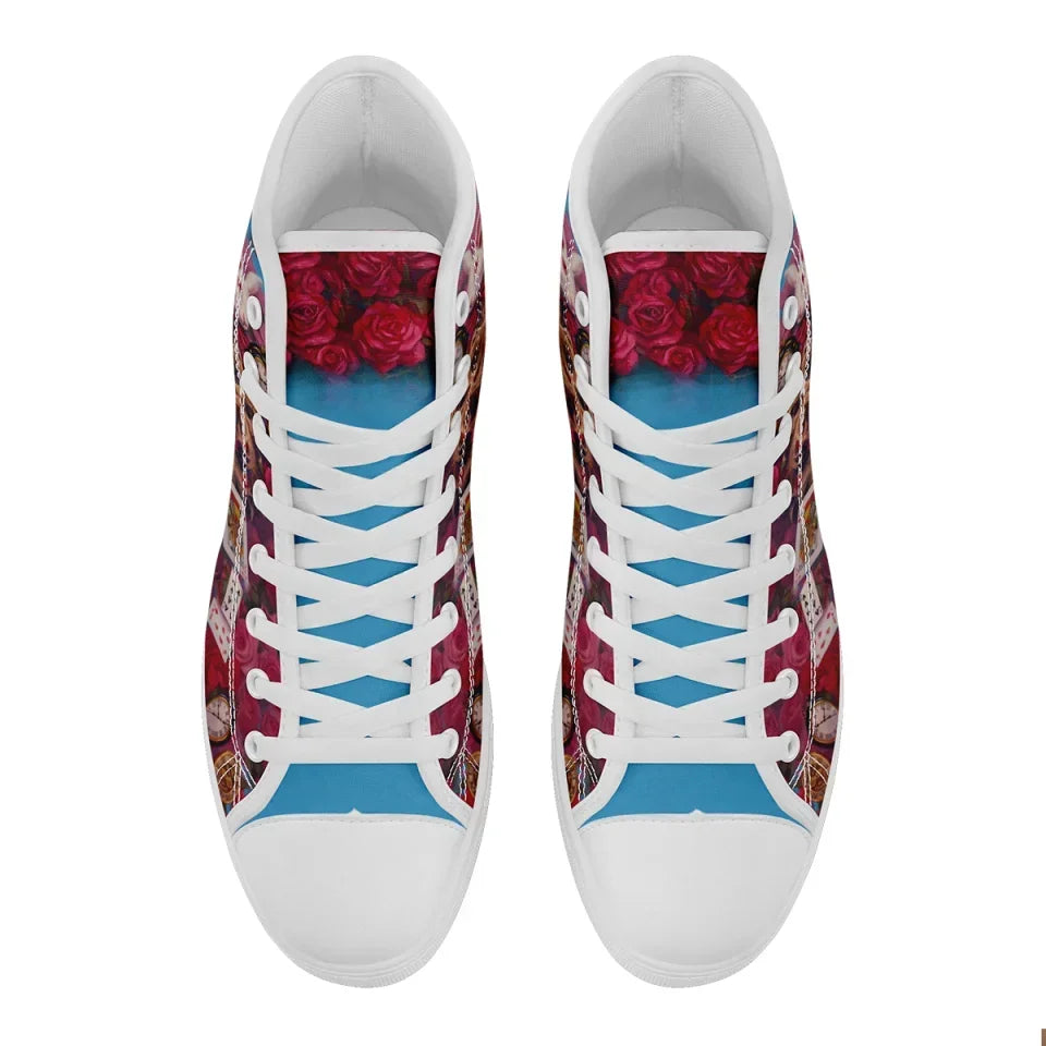 Alice In Wonderland Shoes Custom Men Sneakers Canvas Shoes High Top - Coolcustomize