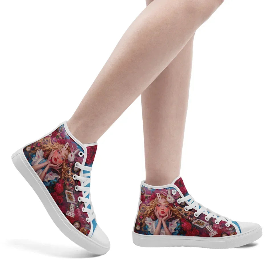 Alice In Wonderland Shoes Custom Men Sneakers Canvas Shoes High Top - Coolcustomize