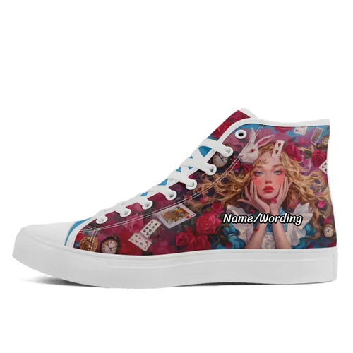 Alice In Wonderland Shoes Custom Men Sneakers Canvas Shoes High Top - Coolcustomize