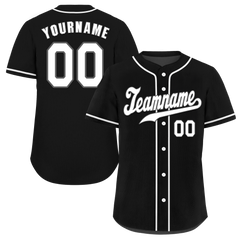 Custom Black Classic Style White Authentic Baseball Jersey