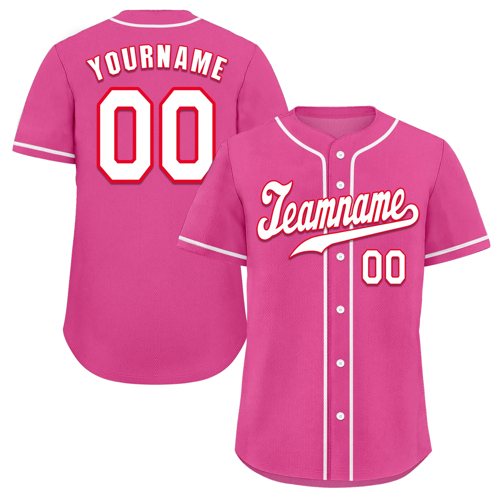Custom Pink Classic Style White Authentic Baseball Jersey - Coolcustomize