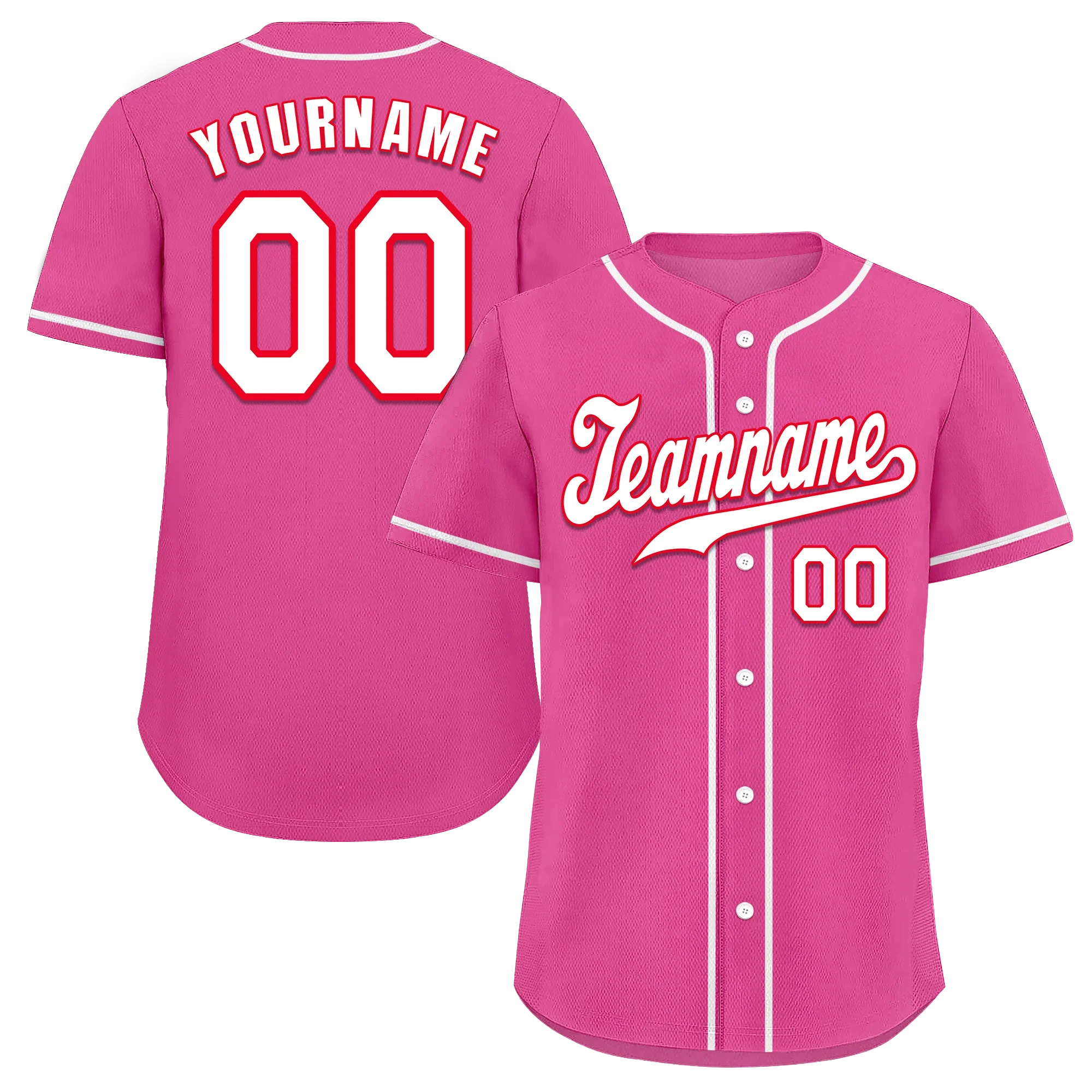 Custom Pink Classic Style White Authentic Baseball Jersey - Coolcustomize