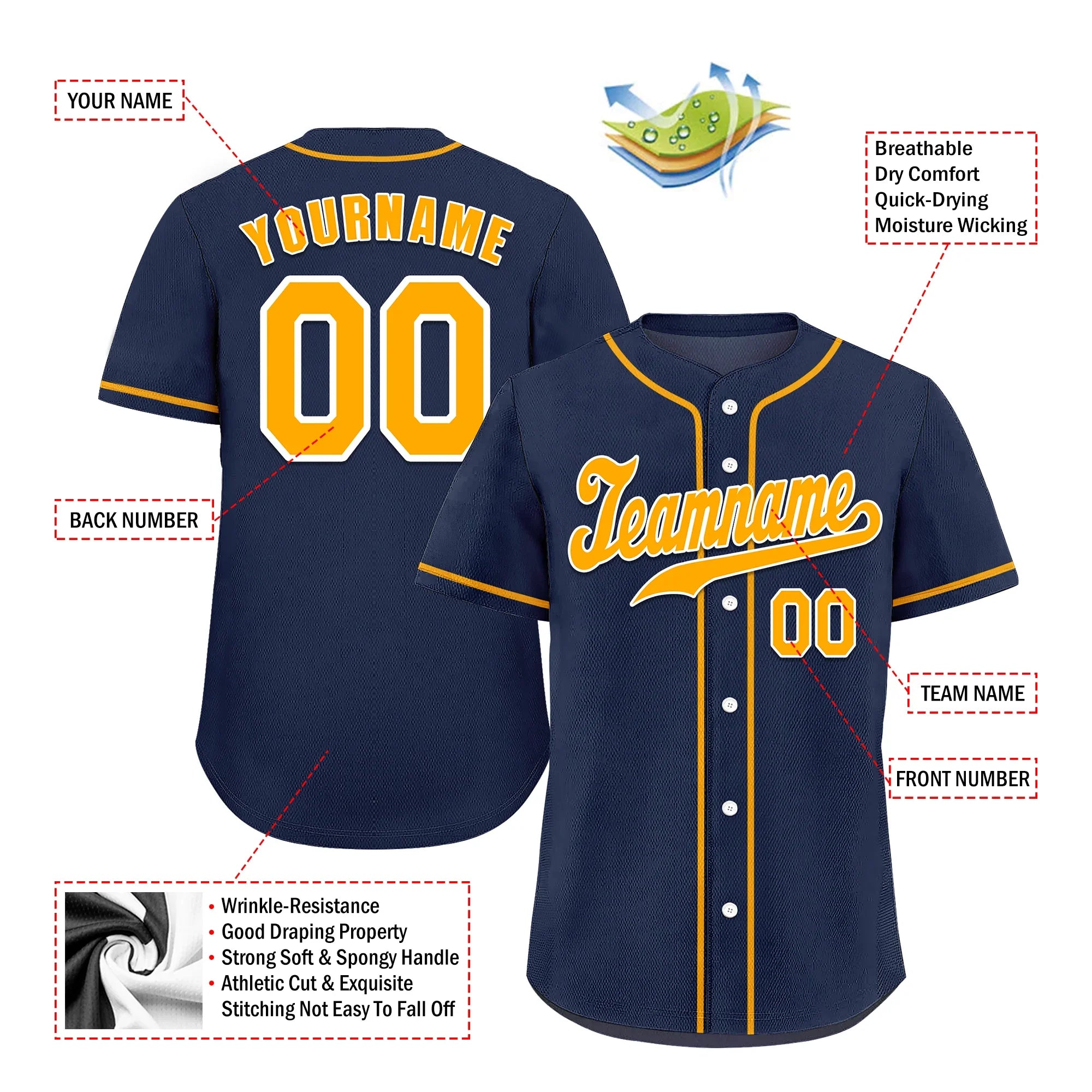 Custom Blue Classic Style Orange Authentic Baseball Jersey - Coolcustomize
