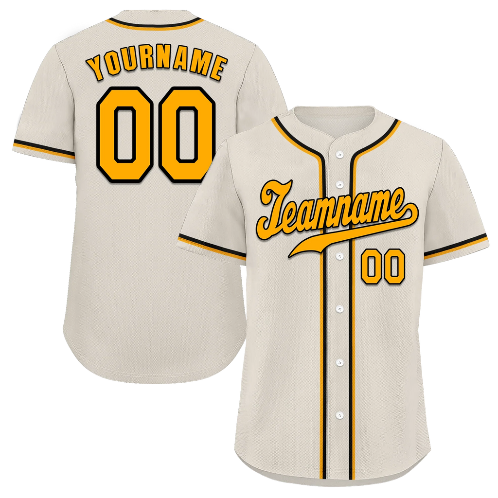 Custom Grey Classic Style Yellow Authentic Baseball Jersey - Coolcustomize