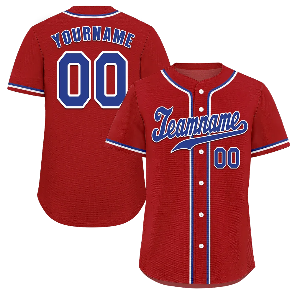 Custom Red Classic Style Blue Authentic Baseball Jersey - Coolcustomize
