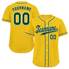 Custom Yellow Classic Style Green Authentic Baseball Jersey