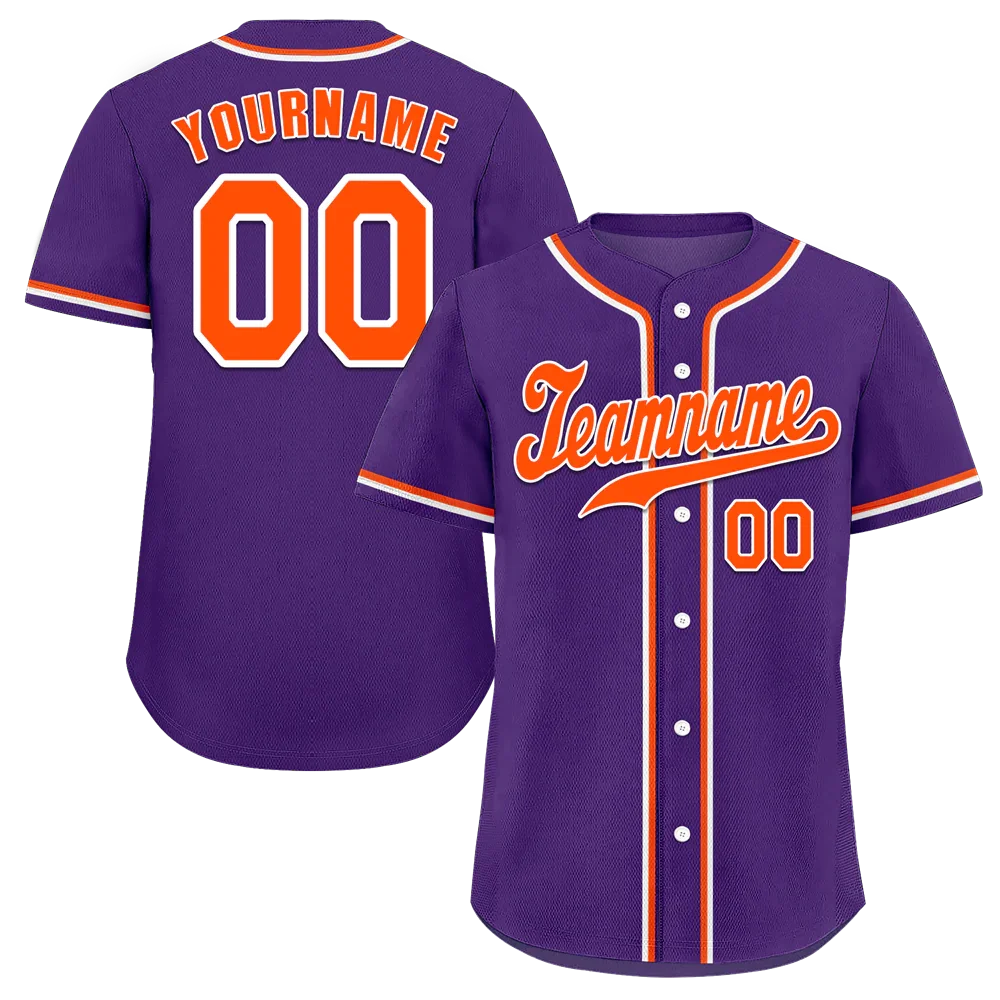 Custom Purple Classic Style Orange Authentic Baseball Jersey - Coolcustomize