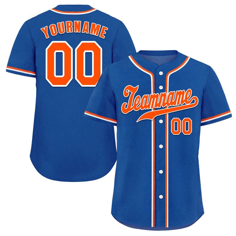Custom Blue Classic Style Orange Authentic Baseball Jersey - Coolcustomize