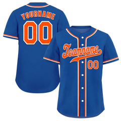 Custom Blue Classic Style Orange Authentic Baseball Jersey