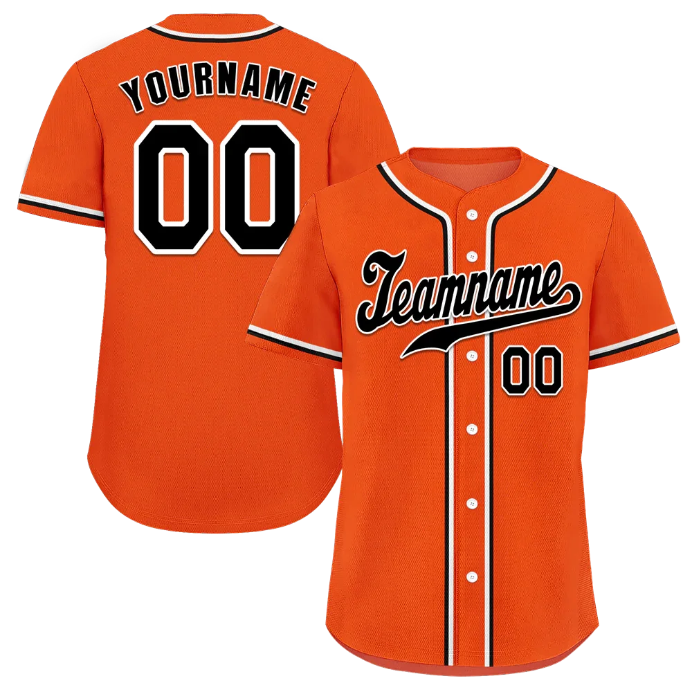 Custom Orange Classic Style Black Authentic Baseball Jersey - Coolcustomize