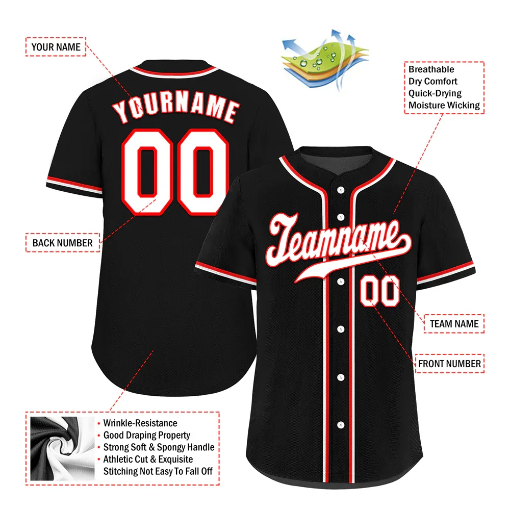Custom Black Classic Style White Authentic Baseball Jersey - Coolcustomize