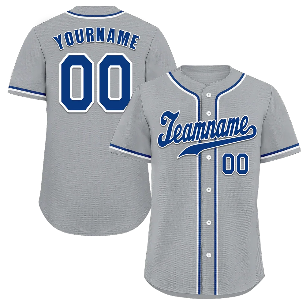 Custom Grey Classic Style Blue Authentic Baseball Jersey - Coolcustomize