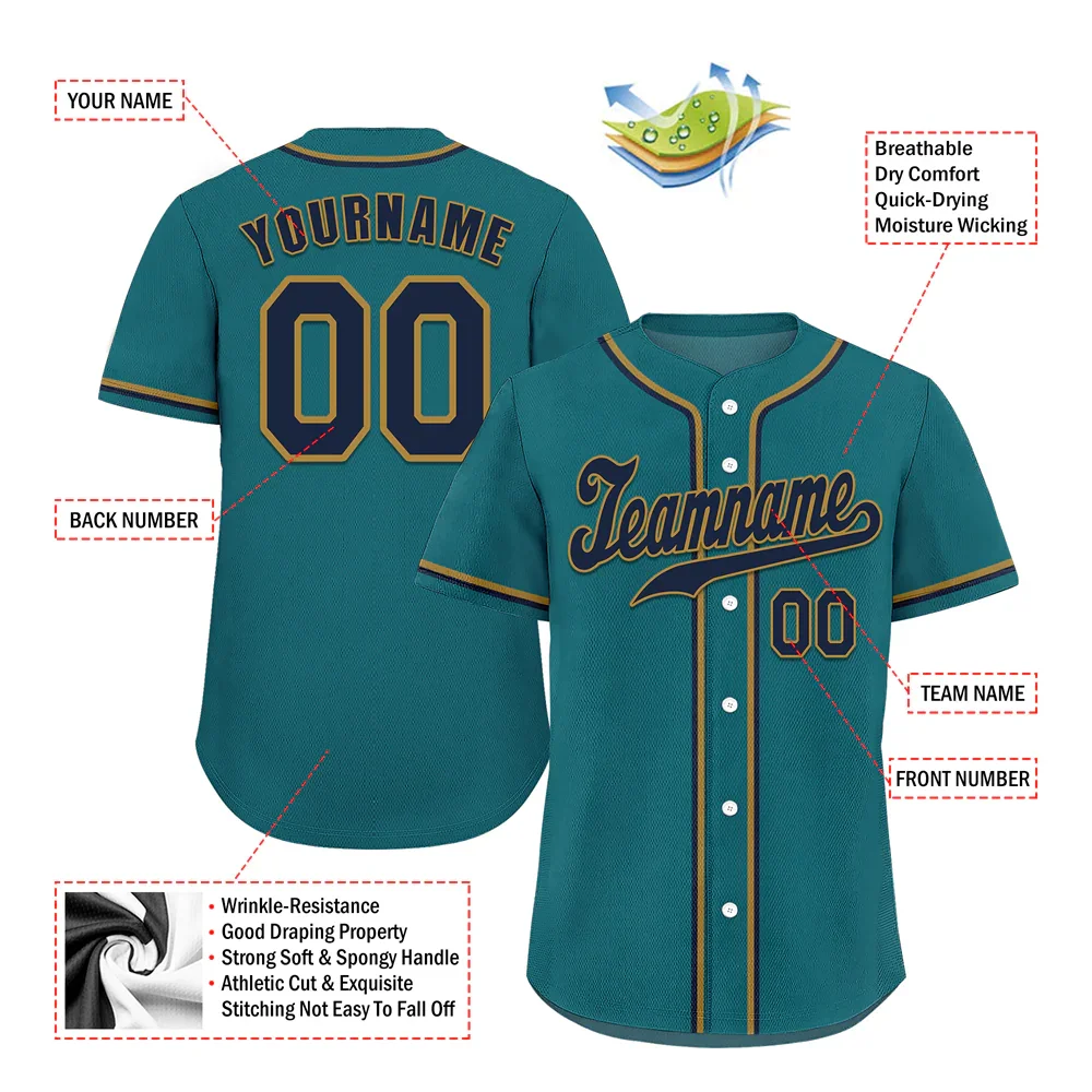 Custom Aqua Classic Style Black Authentic Baseball Jersey - Coolcustomize