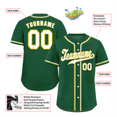 Custom Green Classic Style White Authentic Baseball Jersey