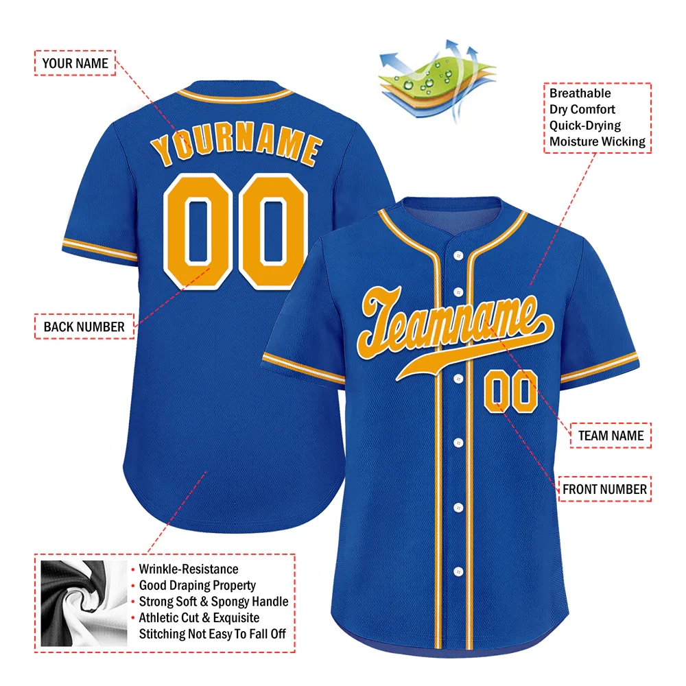 Custom Blue Classic Style Orange Authentic Baseball Jersey - Coolcustomize