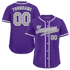 Custom Purple Classic Style Grey Authentic Baseball Jersey