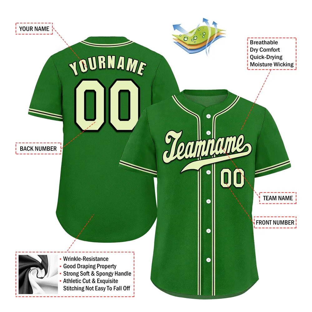Custom Green Classic Style White Authentic Baseball Jersey - Coolcustomize