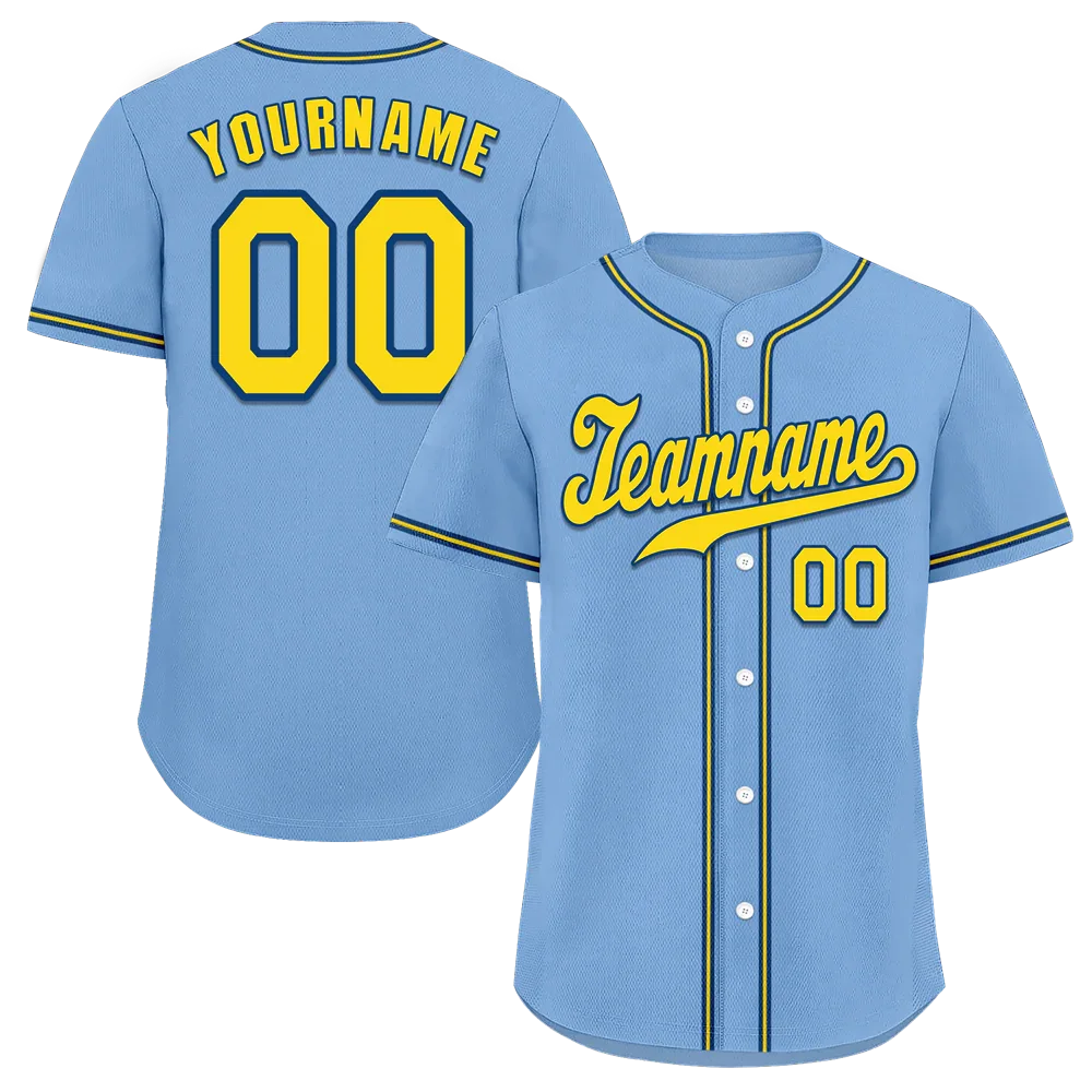 Custom Aqua Classic Style Yellow Authentic Baseball Jersey - Coolcustomize