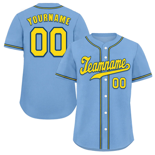 Custom Aqua Classic Style Yellow Authentic Baseball Jersey - Coolcustomize