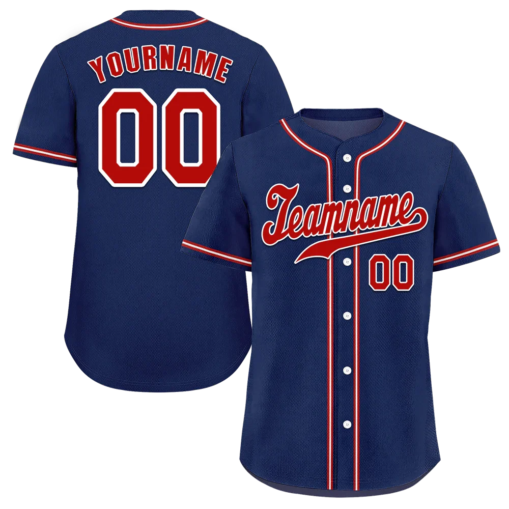 Custom Blue Classic Style Red Authentic Baseball Jersey - Coolcustomize