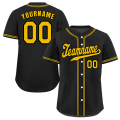 Custom Black Classic Style Yellow Authentic Baseball Jersey