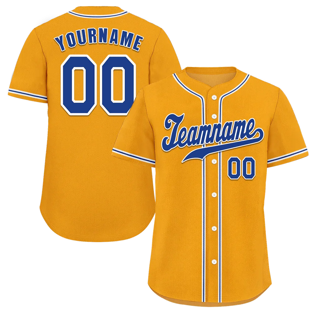 Custom Yellow Classic Style Blue Authentic Baseball Jersey - Coolcustomize