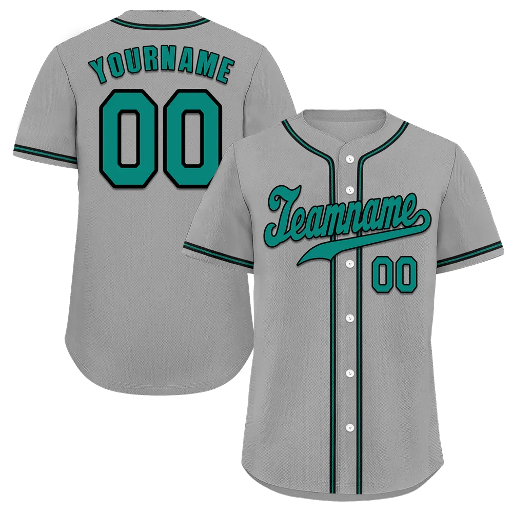 Custom Grey Classic Style Green Authentic Baseball Jersey - Coolcustomize