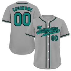 Custom Grey Classic Style Green Authentic Baseball Jersey