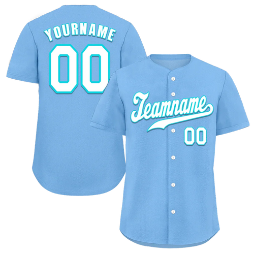 Custom Aqua Classic Style White Authentic Baseball Jersey - Coolcustomize
