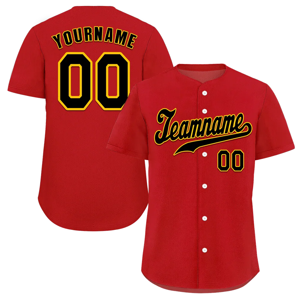Custom Red Classic Style Black Authentic Baseball Jersey - Coolcustomize
