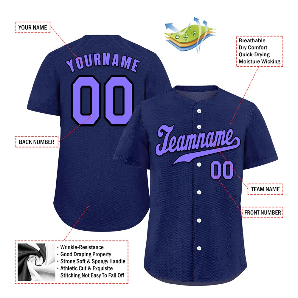 Custom Blue Classic Style Purple Authentic Baseball Jersey - Coolcustomize