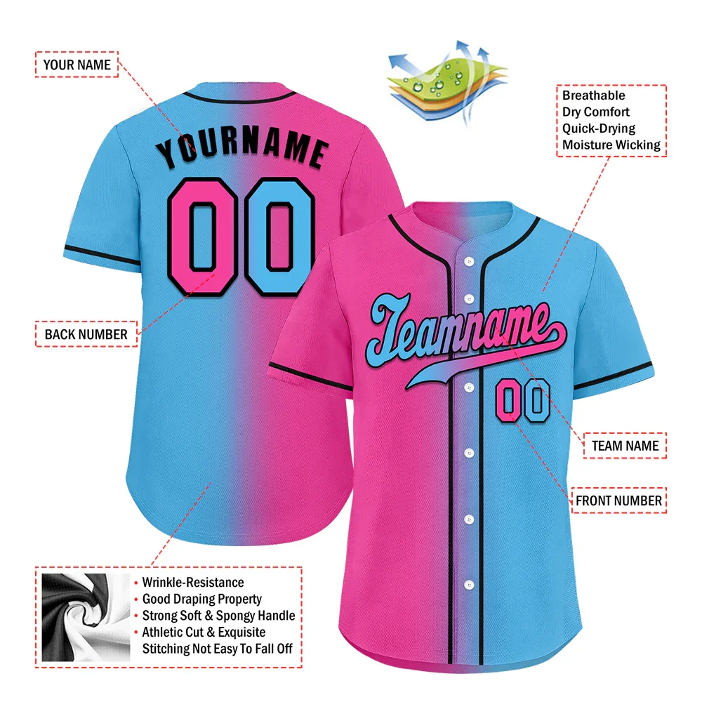 Custom Red Aqua Gradient Fashion Red Authentic Baseball Jersey - Coolcustomize