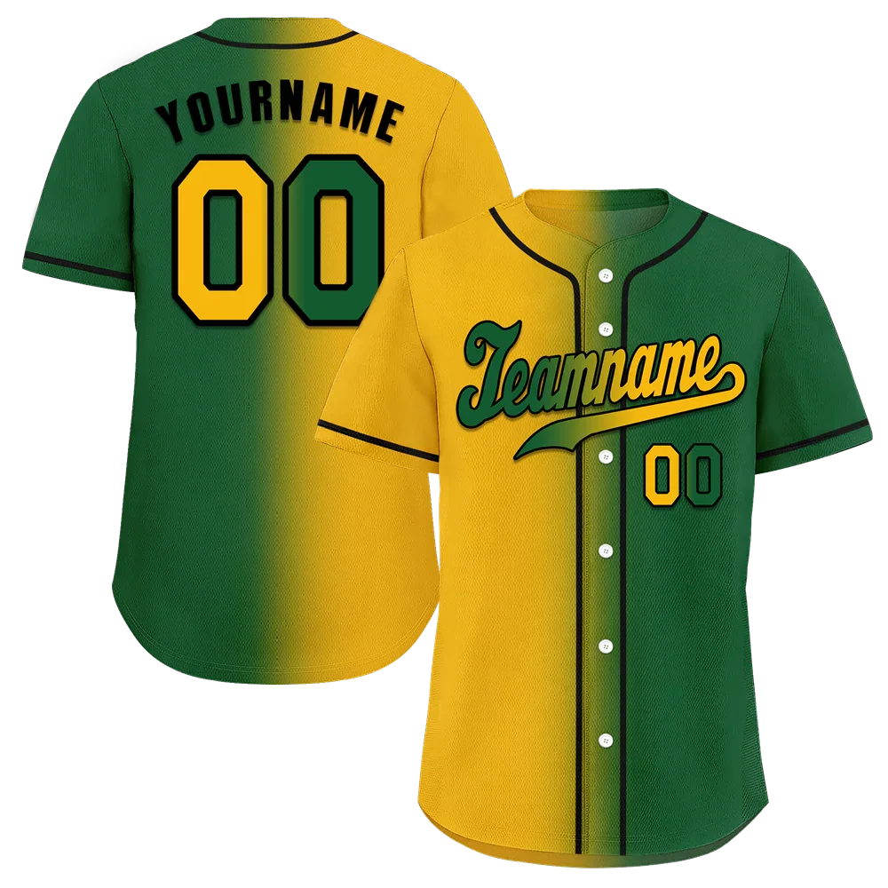 Custom Orange Green Gradient Fashion Green Authentic Baseball Jersey - Coolcustomize