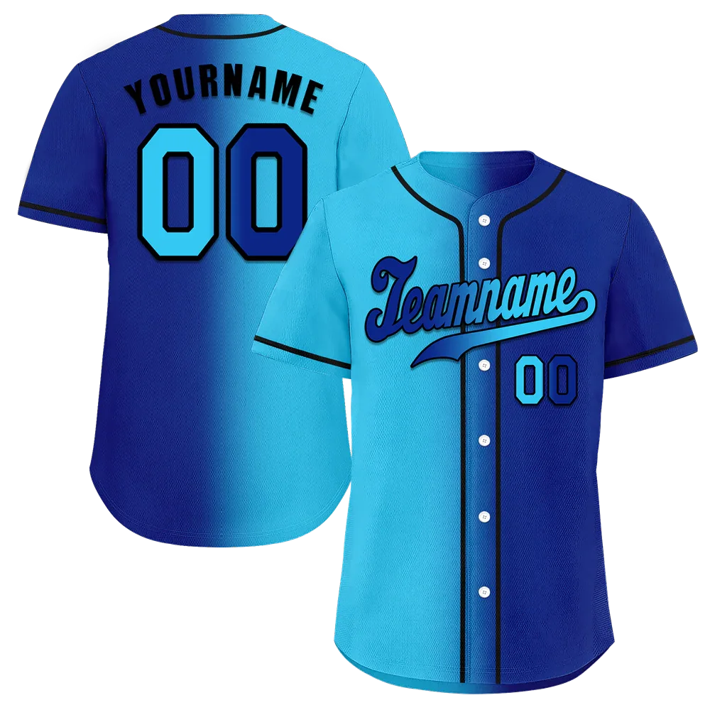Custom Aqua Blue Gradient Fashion Blue Authentic Baseball Jersey - Coolcustomize