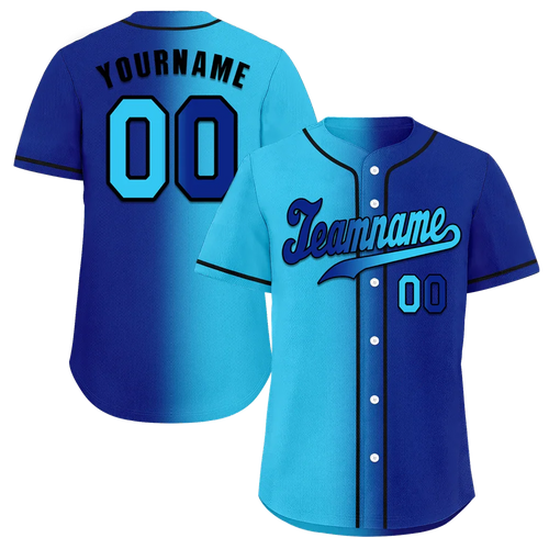Custom Aqua Blue Gradient Fashion Blue Authentic Baseball Jersey - Coolcustomize
