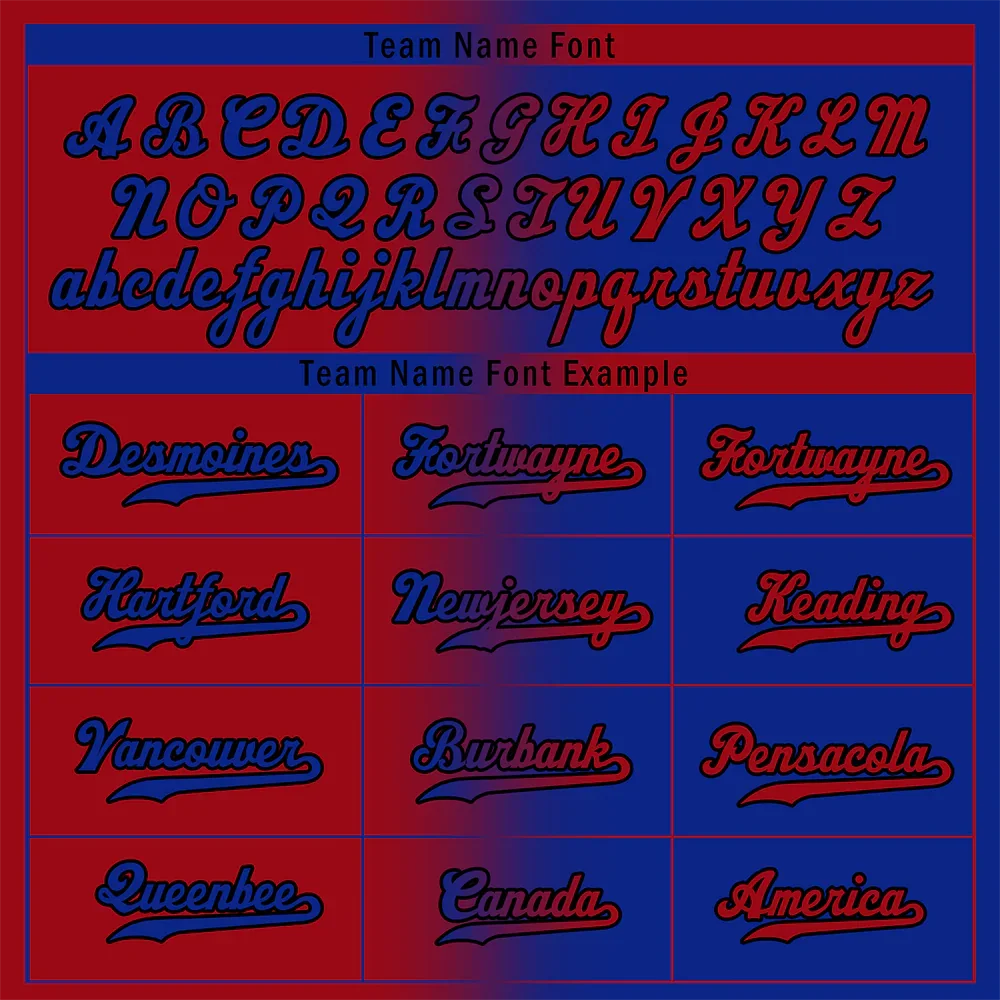 Custom Red Blue Gradient Fashion Blue Authentic Baseball Jersey - Coolcustomize