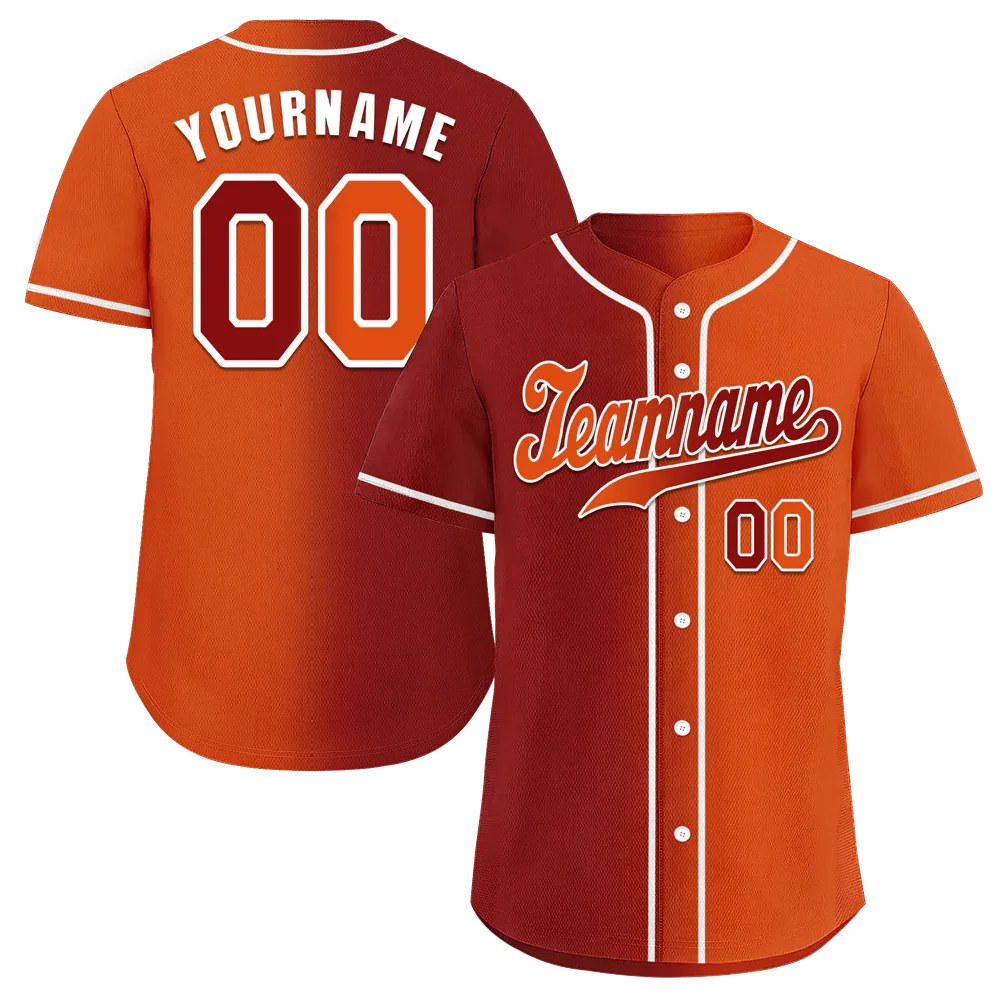 Custom Black Orange Gradient Fashion Orange Authentic Baseball Jersey - Coolcustomize