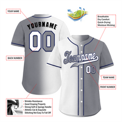 Custom White Grey Gradient Fashion Grey Authentic Baseball Jersey