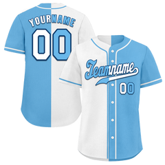 Custom White Blue Gradient Fashion Blue Authentic Baseball Jersey