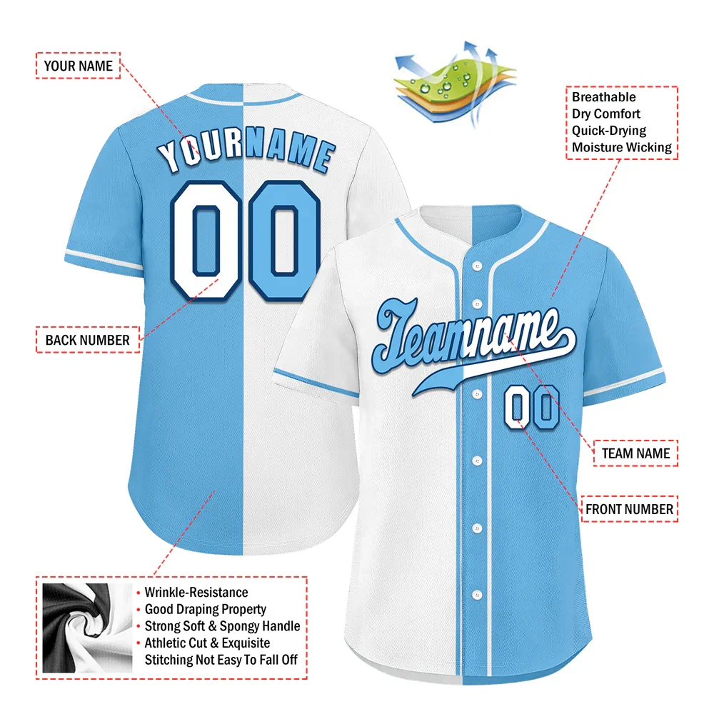 Custom White Blue Gradient Fashion Blue Authentic Baseball Jersey - Coolcustomize